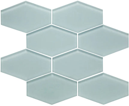 elongated hexagon glass mosaic tile matte Hex Pure Silk