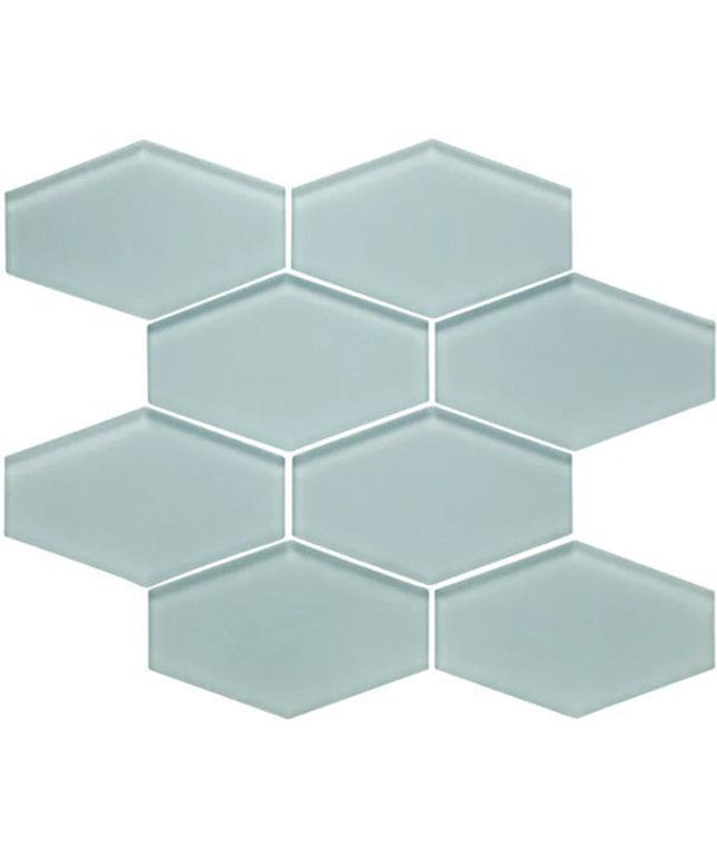 elongated hexagon glass mosaic tile matte Hex Pure Silk