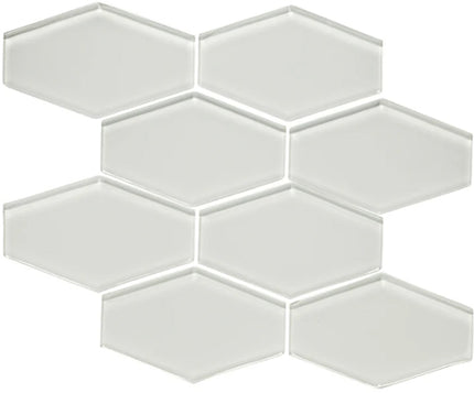 elongated hexagon glass mosaic tile gloss 