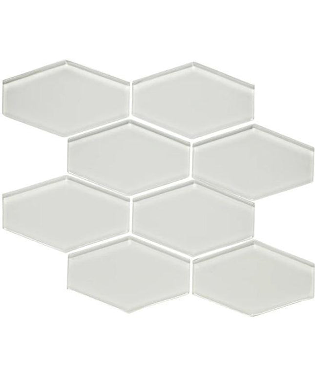 elongated hexagon glass mosaic tile gloss 