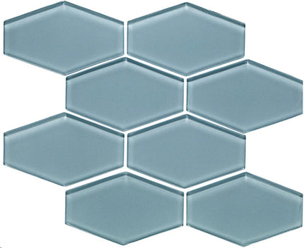 elongated hexagon glass mosaic tile gloss 