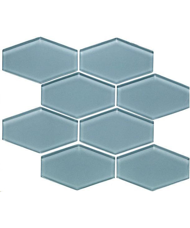elongated hexagon glass mosaic tile gloss 