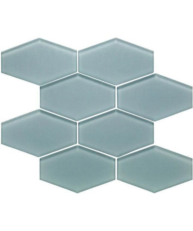 elongated hexagon glass mosaic tile matte Hex Midnight