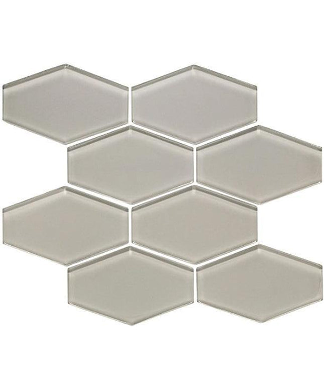 elongated hexagon glass mosaic tile gloss Hex Tule