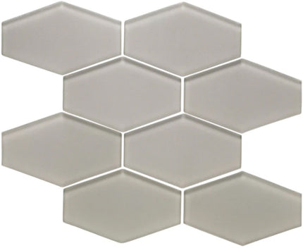 elongated hexagon glass mosaic tile matte Hex Lagoon