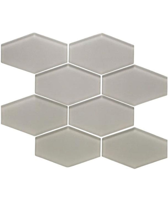 elongated hexagon glass mosaic tile matte Hex Lagoon