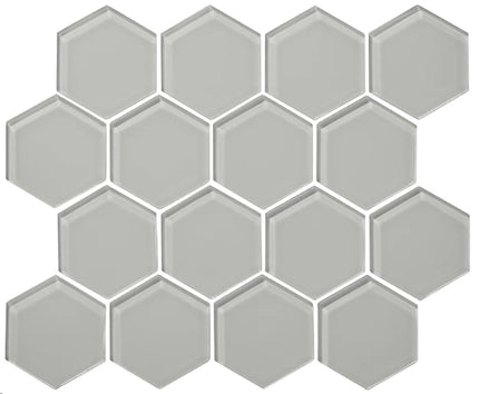 hexagon glass mosaic tile gloss 3 HEX Graphite