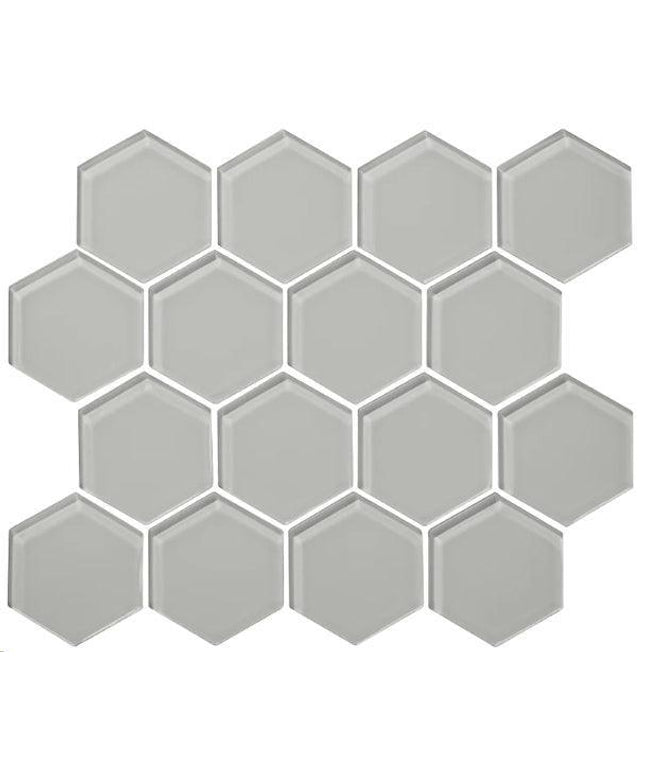 hexagon glass mosaic tile gloss 3 HEX Graphite