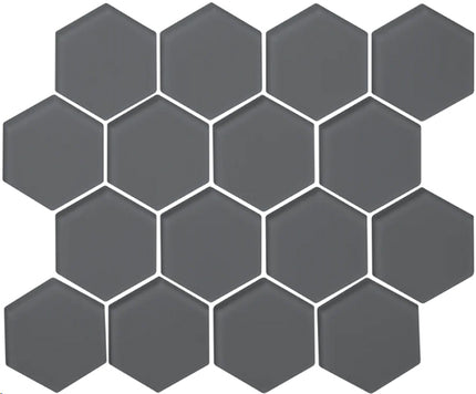 hexagon glass mosaic tile matte 3 HEX Pure Silk