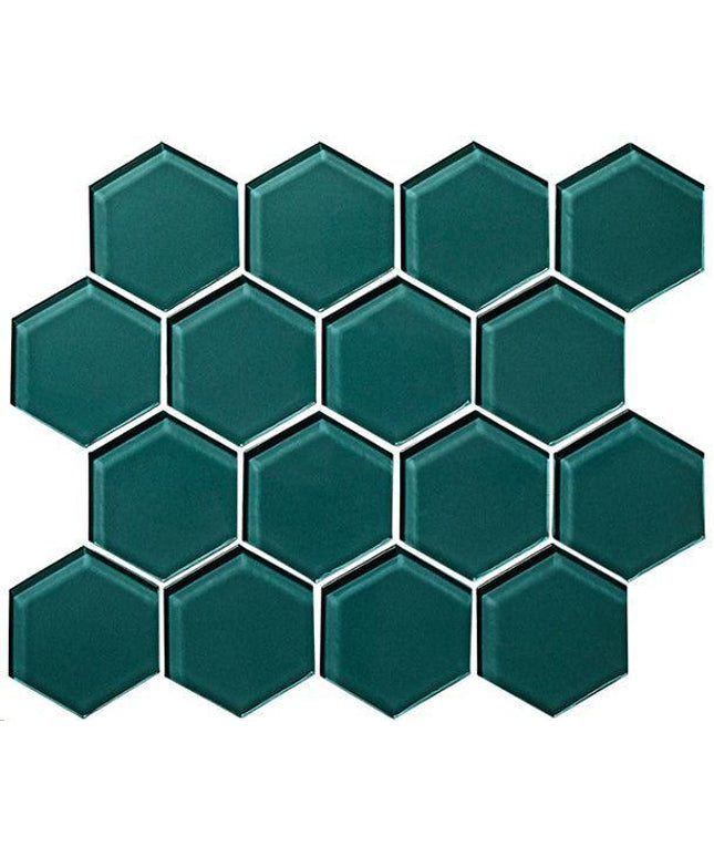 hexagon glass mosaic tile gloss 3 HEX Midnight