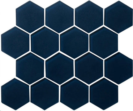 hexagon glass mosaic tile matte 3 HEX Midnight