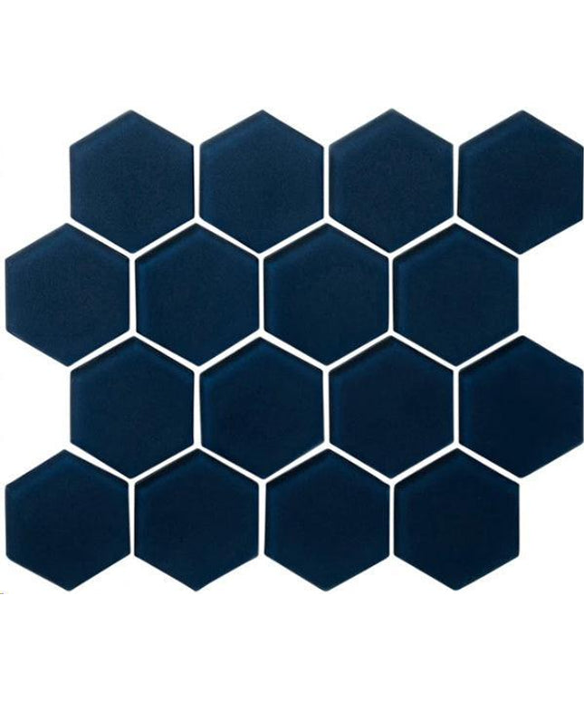 hexagon glass mosaic tile matte 3 HEX Midnight