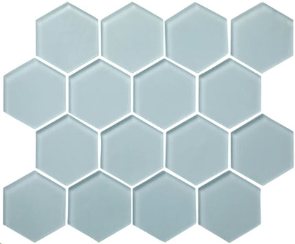 hexagon glass mosaic tile matte 3 HEX Lagoon