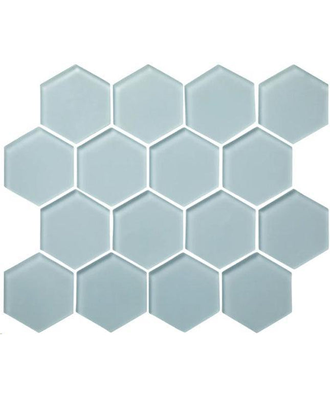 hexagon glass mosaic tile matte 3 HEX Lagoon
