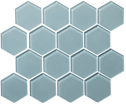 hexagon glass mosaic tile matte 3 HEX Fog