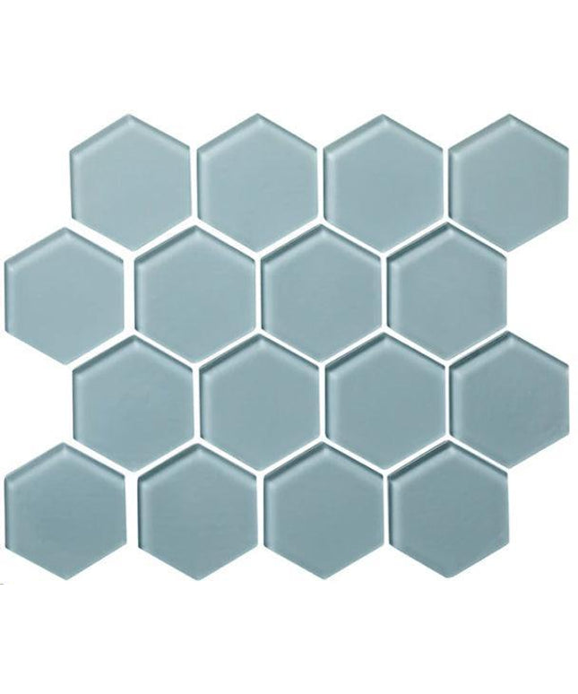 hexagon glass mosaic tile matte 3 HEX Fog
