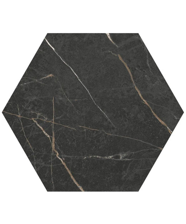 infinite black hexagon 8x8 porcelain tile