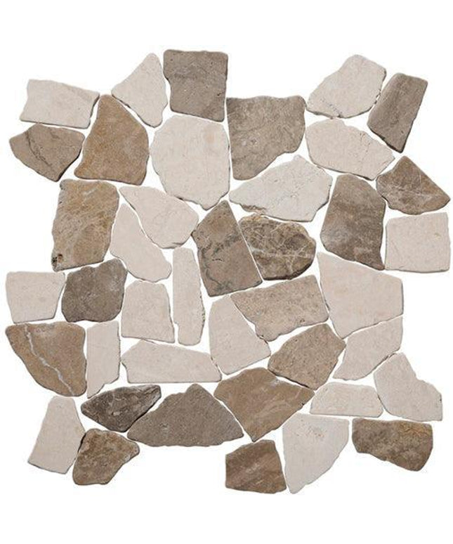 large random tumbled marble tile mosaic Large Random Beige & Tan