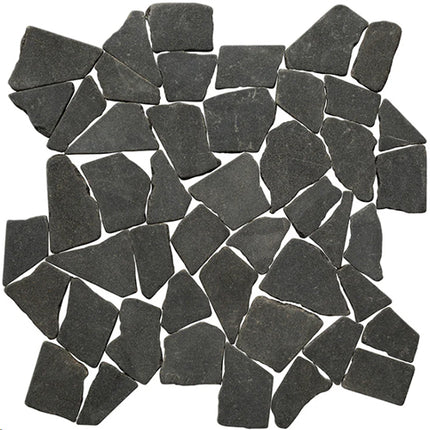 large random tumbled marble tile mosaic Large Random Black Basalt