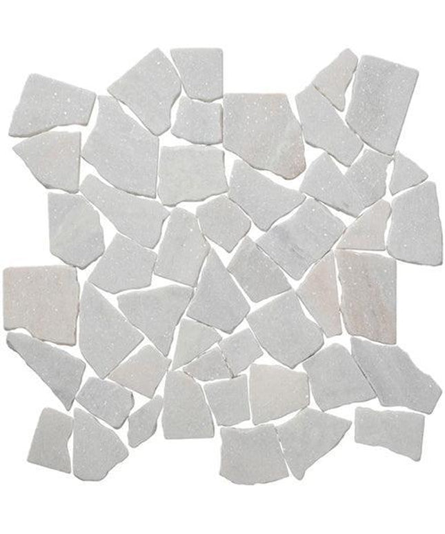 large random tumbled marble tile mosaic Large Random White Marble