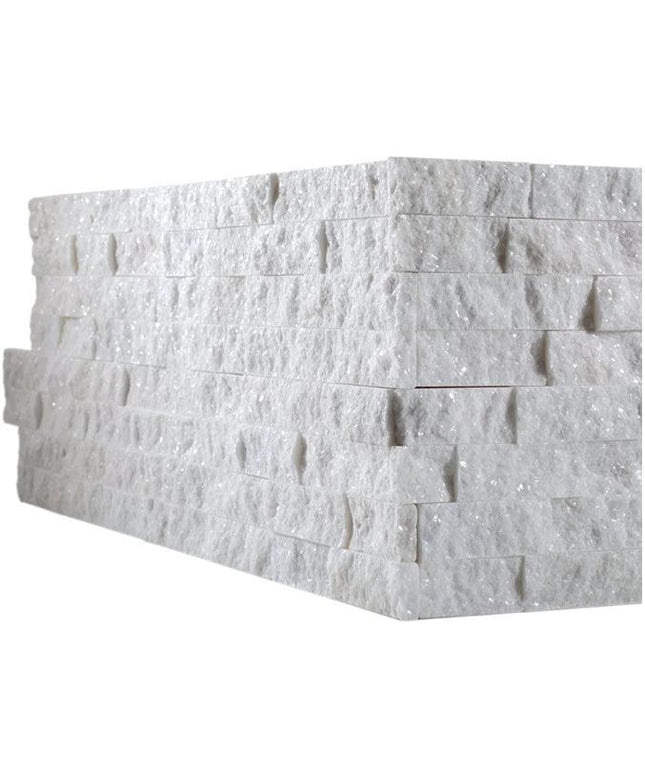 ledger corner split face textured wall tile Ledger Corner Frost White