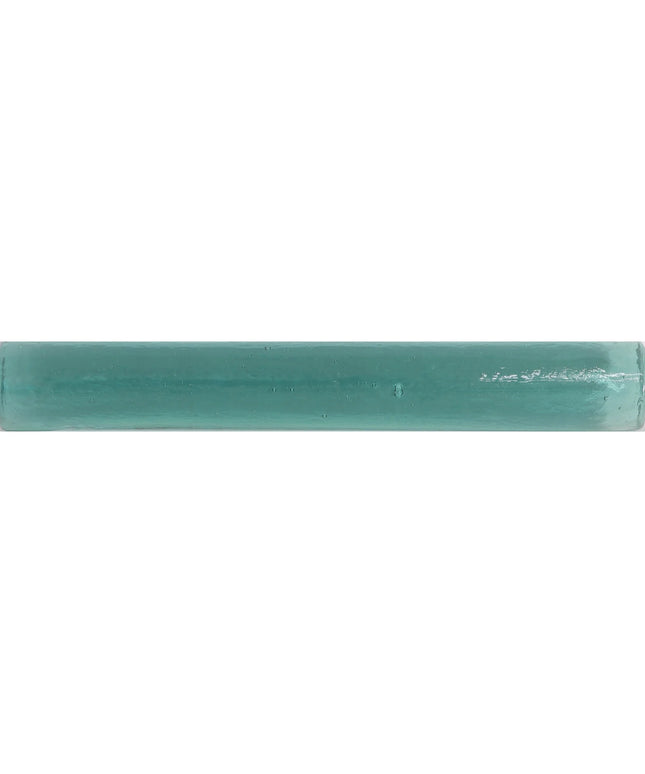 Java Blue Pearl Mama Bar hand-cast glass bullnose trim, nominal 1x8