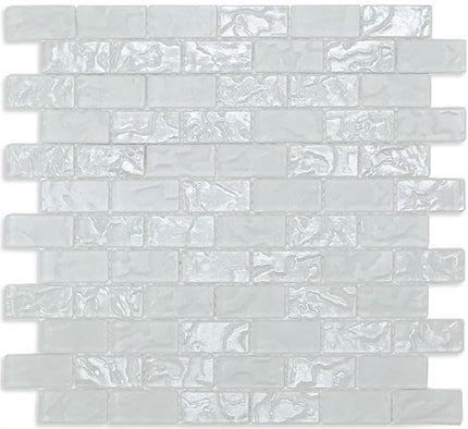 offset lava glass mosaic tile 1x2 Offset Molten Frost