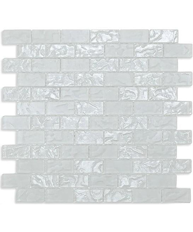 offset lava glass mosaic tile 1x2 Offset Molten Frost