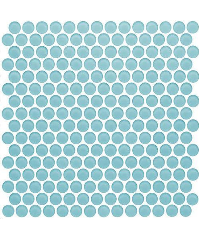 penny round glass mosaic tile matte Penny Round Azure