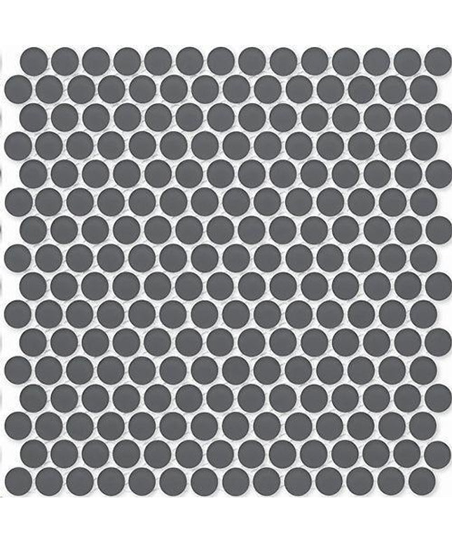 penny round glass mosaic tile matte Penny Round Graphite