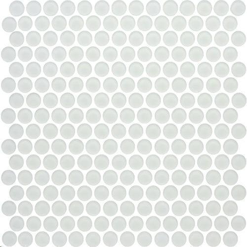 White Rounded Color Matte Penny Round Glass Mosaic Tile Matte kitchen walls bath