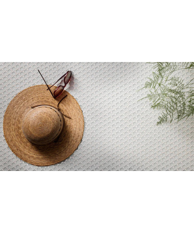 Penny Rounds Pure Silk Matte Floor Vignette Island Stone