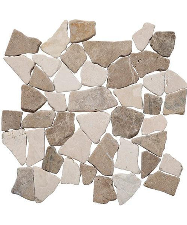random tumbled mosaic stone tile Random Beige Marble & Quartz