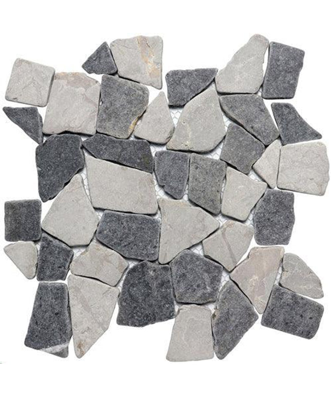 random tumbled mosaic stone tile Random Motley Grey JG