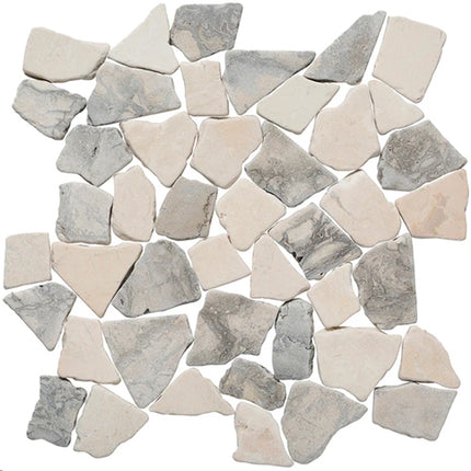 random tumbled mosaic stone tile Random Swirl Grey