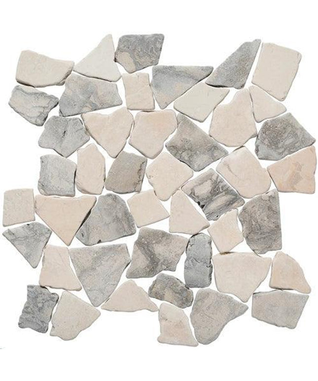 random tumbled mosaic stone tile Random Swirl Grey