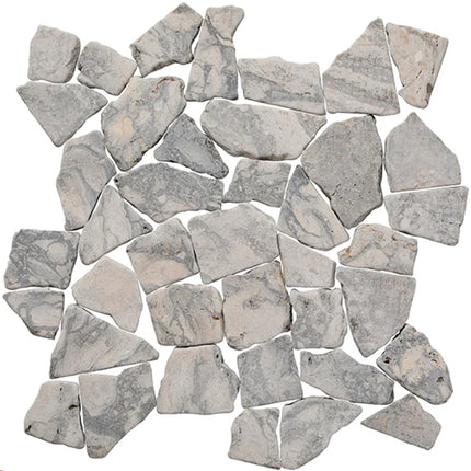 random tumbled mosaic stone tile Random Swirl Grey & Beige Marble