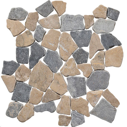 random tumbled mosaic stone tile Random Tan & Grey Marble