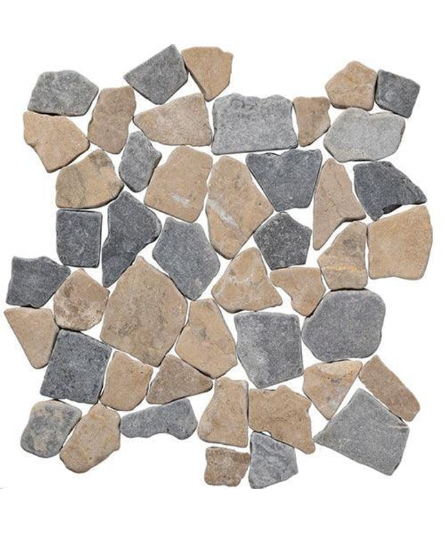 random tumbled mosaic stone tile Random Tan & Grey Marble