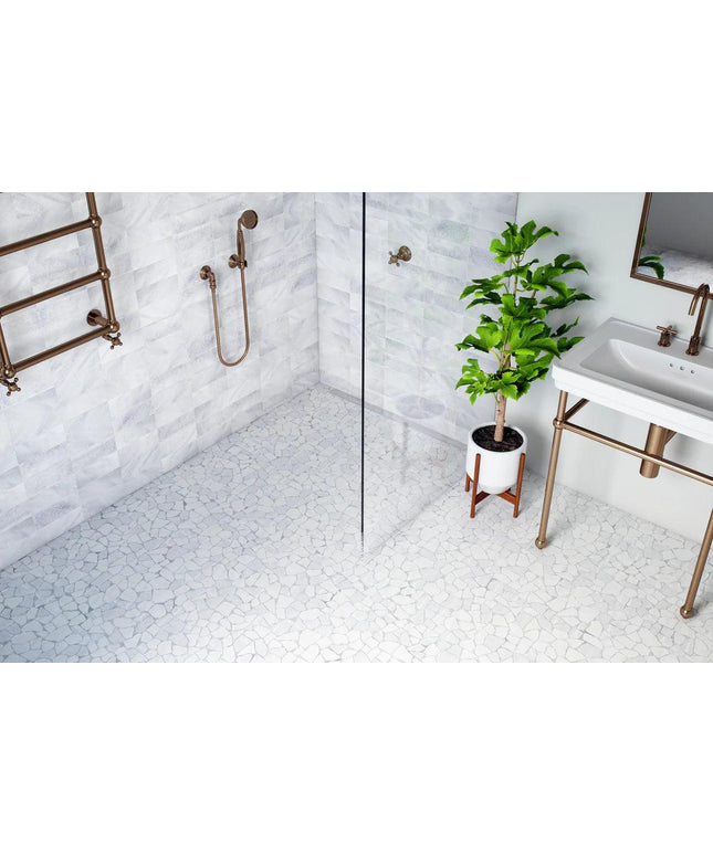 Random_White-Marble_Bathroom-Shower_Floor_Island-Stone