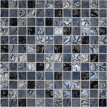 straight set lava glass mosaic 1x1 Straight Set Obsidian Shine