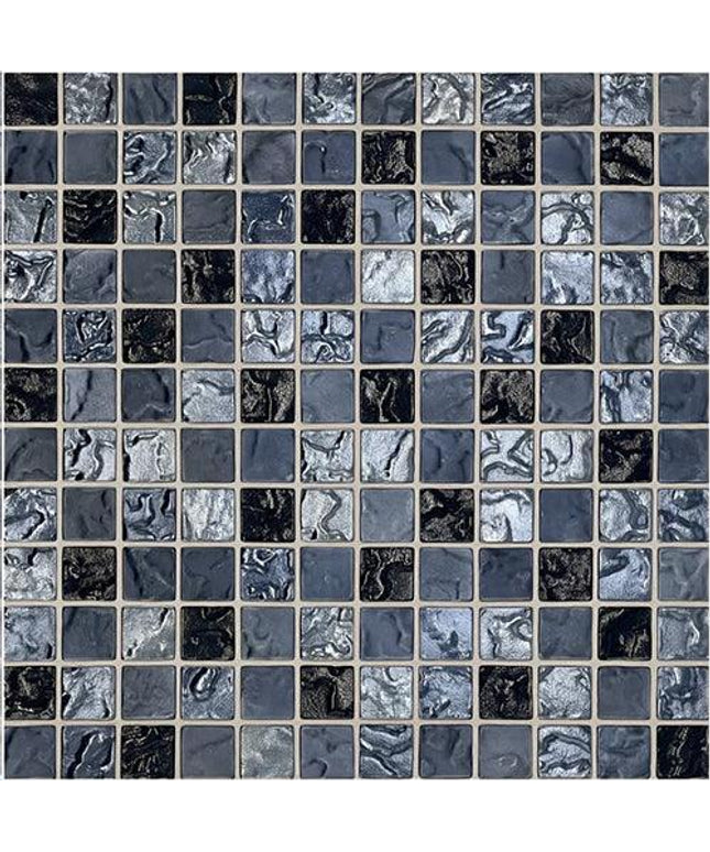 straight set lava glass mosaic 1x1 Straight Set Obsidian Shine