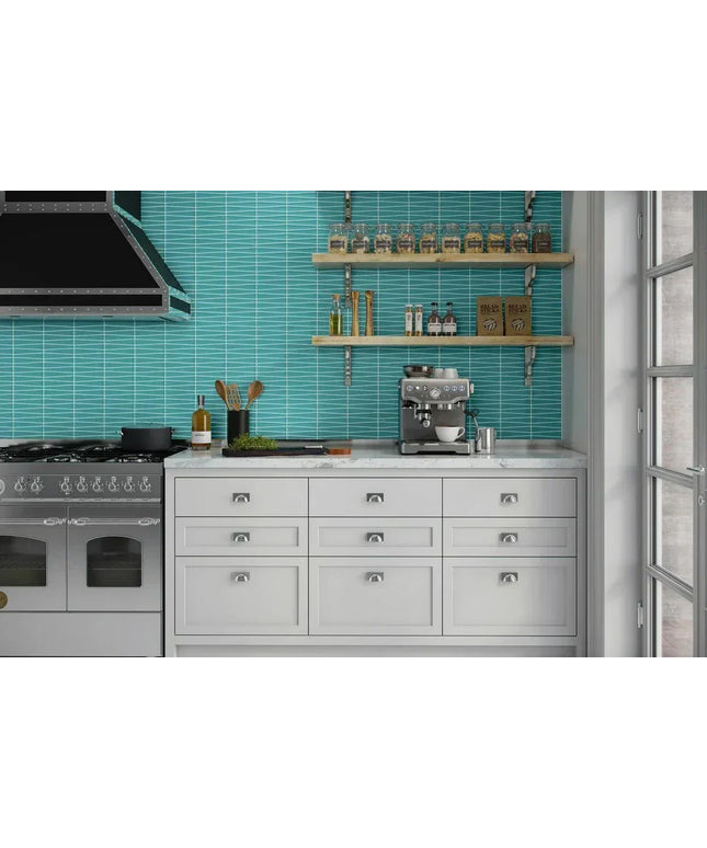 Waveline Azure Matte kitchen backsplash