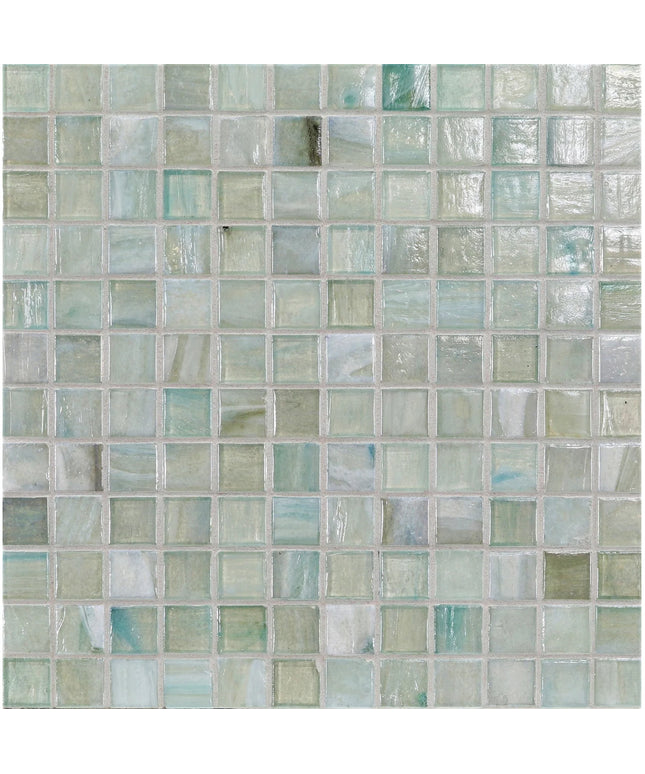 Mosaic tile pattern with green and blue hues