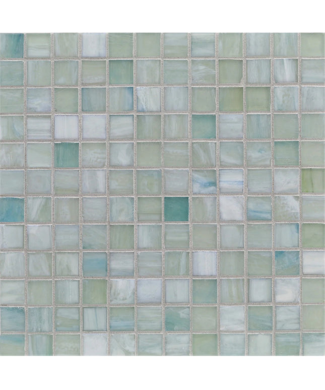 Mosaic tile pattern with green and blue shades