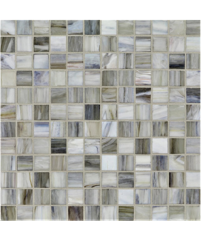Mosaic tile pattern with various shades of gray and white