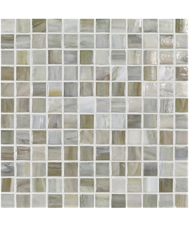 Mosaic tile pattern with various shades of gray and beige
