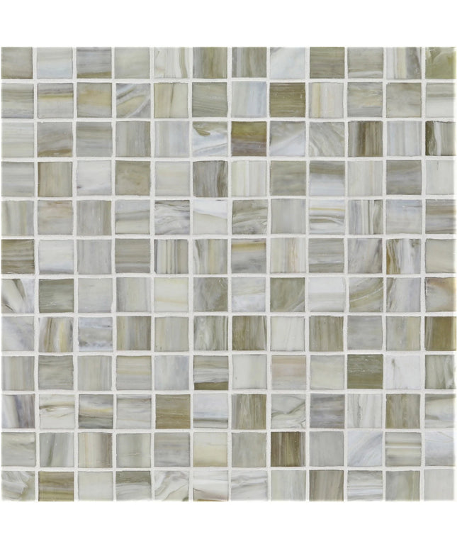 Mosaic tile pattern with various shades of gray and beige