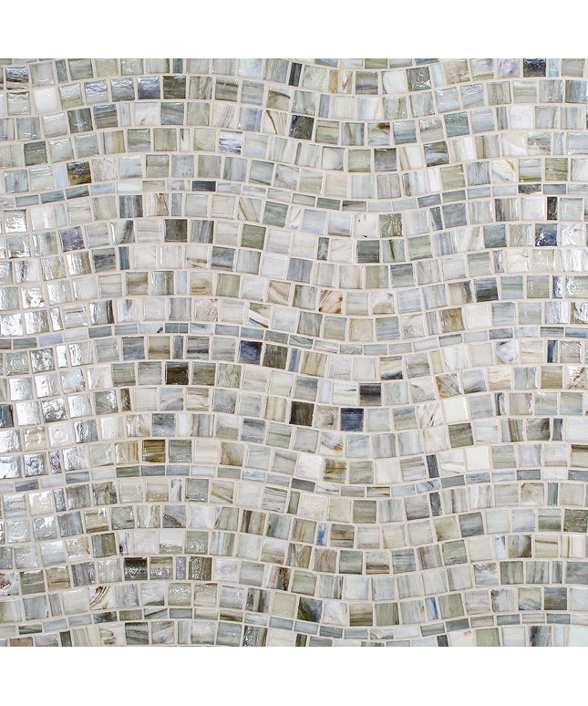 Mosaic pattern of small square tiles in various neutral colors