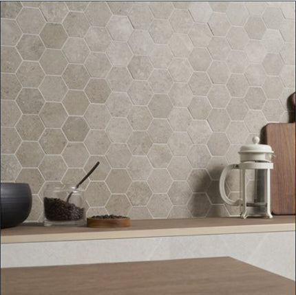 ages hexagon limestone look porcelain tile 3 